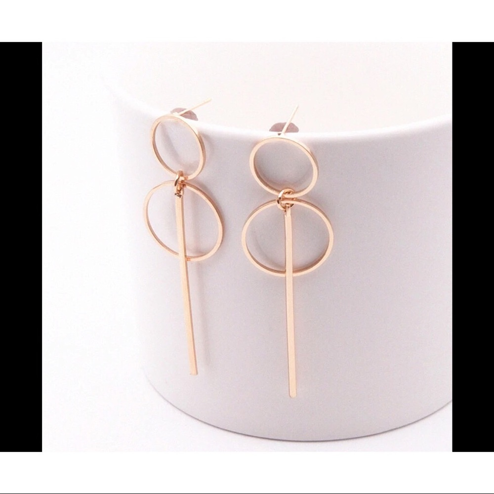 ❤️Gold long tassel with circles dangling earrings